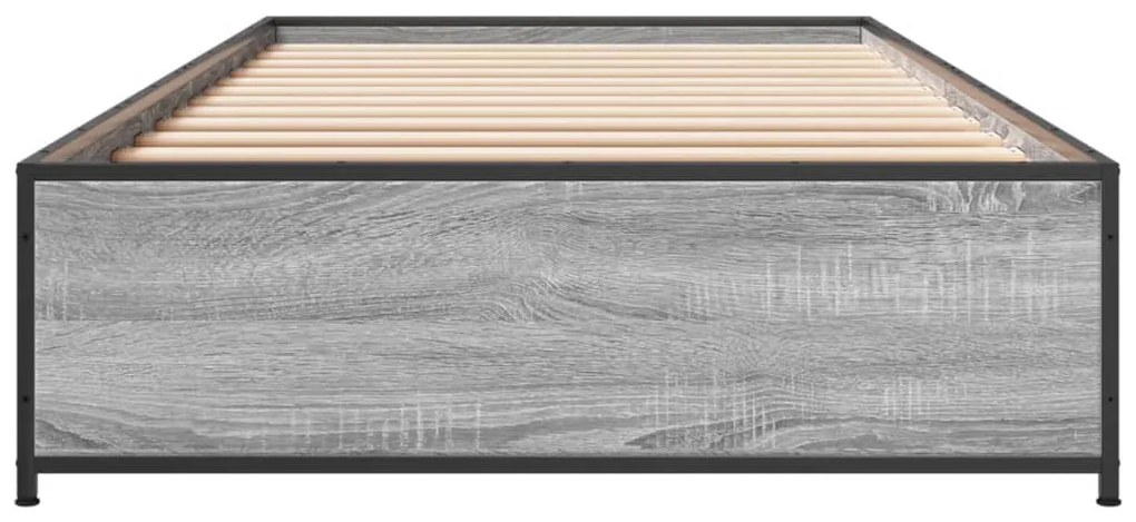 vidaXL Πλαίσιο Κρεβατιού Γκρι Sonoma 90 x 190 εκ. Επεξ. Ξύλο &amp; Μέταλλο