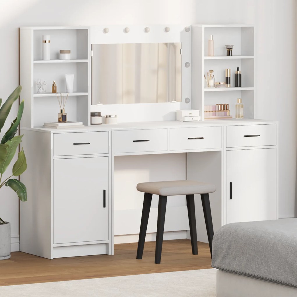 vidaXL σετ βελτίωσης ντυσίματος 3 τεμαχίων Λευκό Επεξεργασμένου ξύλου