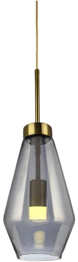 Φωτιστικό Κρεμαστό Μονόφωτο Γυάλινο με Χαλκό Γκρι G9 Φ17x140cm