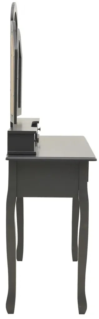 vidaXL Μπουντουάρ με Σκαμπό Γκρι 100 x 40 x 146 εκ. Ξύλο Παυλώνιας