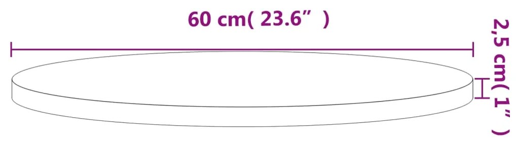 vidaXL Επιφάνεια Τραπεζιού Στρογγυλή Ø60x2,5 εκ. Μασίφ Ξύλο Οξιάς