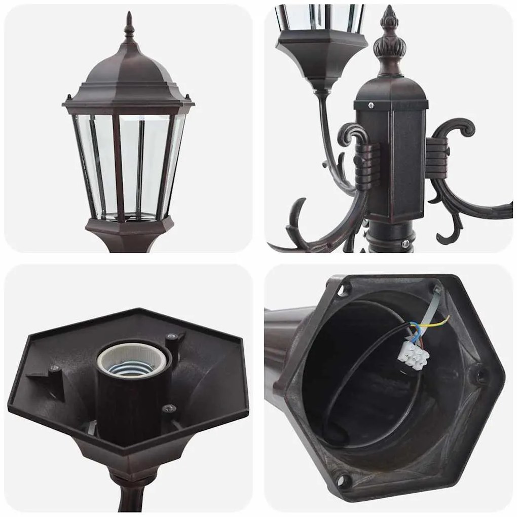 vidaXL Φωτιστικό Κήπου Μπρονζέ 61 x 53 x 235 εκ Αλουμίνιο και Γυαλί