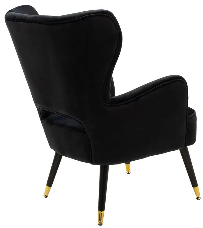 Πολυθρόνα - μπερζέρα Lark βελούδο μαύρο 65x74x90εκ 65x74x90 εκ.