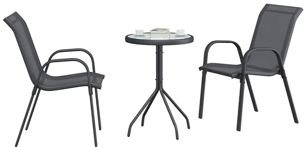 vidaXL Σετ Μπιστρό Κήπου 3 pcs Γκρι Ατσάλι