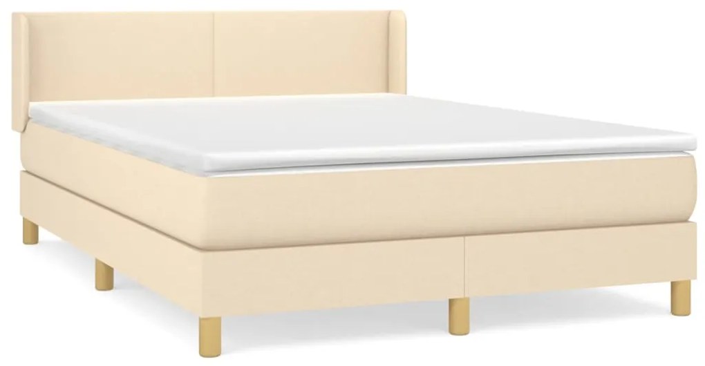 vidaXL Κρεβάτι Boxspring με Στρώμα Κρεμ 140x190 εκ. Υφασμάτινο