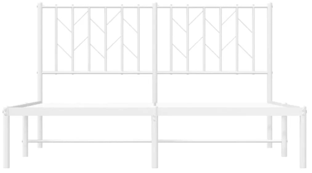 Πλαίσιο Κρεβατιού με Κεφαλάρι Λευκό 140x190 εκ. Μεταλλικό