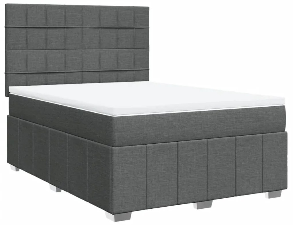 ΚΡΕΒΑΤΙ BOXSPRING ΜΕ ΣΤΡΩΜΑ ΣΚΟΥΡΟ ΓΚΡΙ 140X200 ΕΚ ΥΦΑΣΜΑΤΙΝΟ 3291692