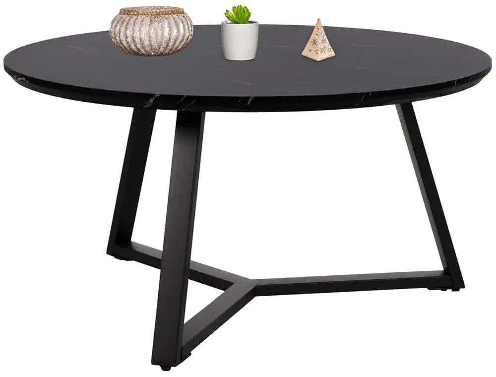 Τραπέζι Σαλονιού Rocket HM9586.01 Φ80x42cm Marble Effect Black