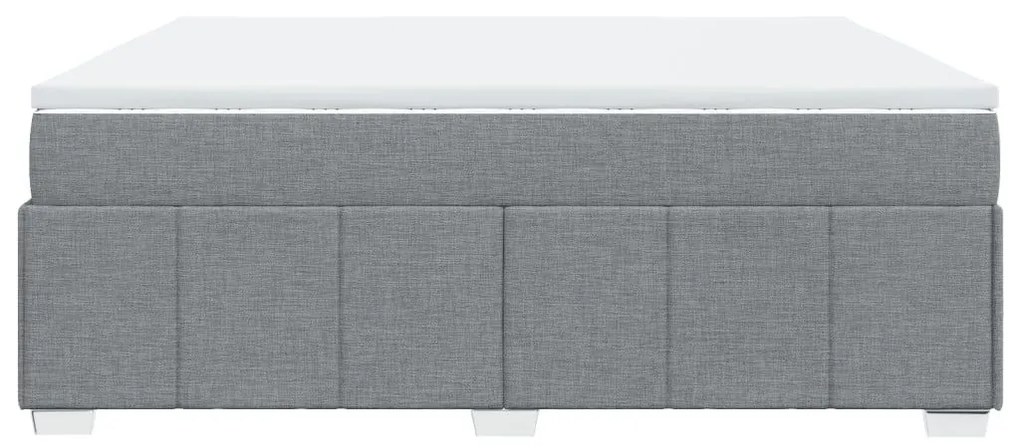 Κρεβάτι Boxspring με Στρώμα Ανοιχτό Γκρι 200x200 εκ. Υφασμάτινο - Γκρι