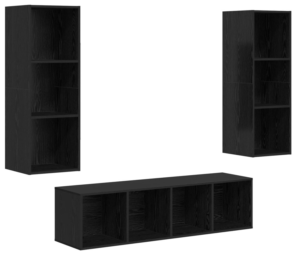 vidaXL Σετ επίπλου τηλεόρασης 3 pcs Μαύρη δρυς 37 x 37 x 142.5 εκ