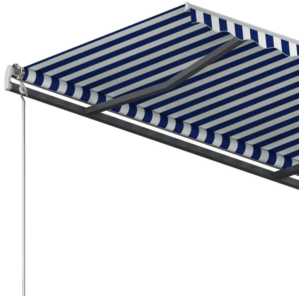 vidaXL Τέντα Συρόμενη Αυτόματη με Στύλους Μπλε / Λευκό 3,5x2,5 μ.