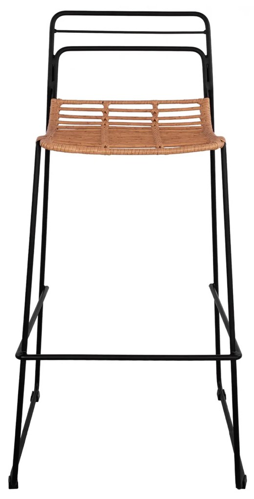 Σκαμπό Μπαρ ALLEGRA C5642 Μεταλλικό με Μπέζ Wicker 48x53x100 εκ. 48x53x100 εκ.