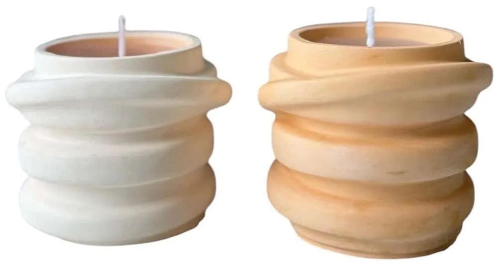 Κεριά Σόγιας Σε Δοχεία Glamour (Σετ 2Τμχ) 447FLD1132 8x7x8cm White-Orange Aberto Design Τσιμέντο