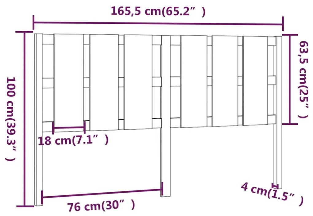 Κεφαλάρι Κρεβατιού Μελί 165,5 x 4 x 100 εκ. Μασίφ Ξύλο Πεύκου - Καφέ