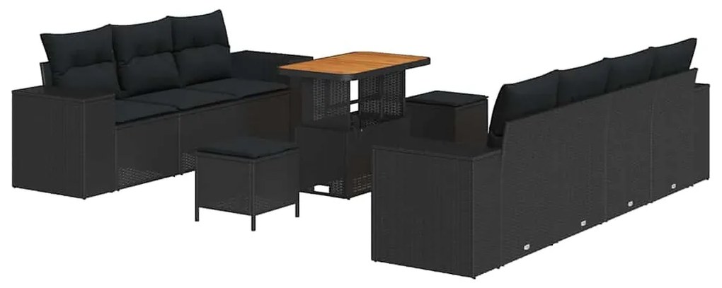 vidaXL Σετ Καναπέ Κήπου 10 pcs Μαύρο συνθετικό ρατάν
