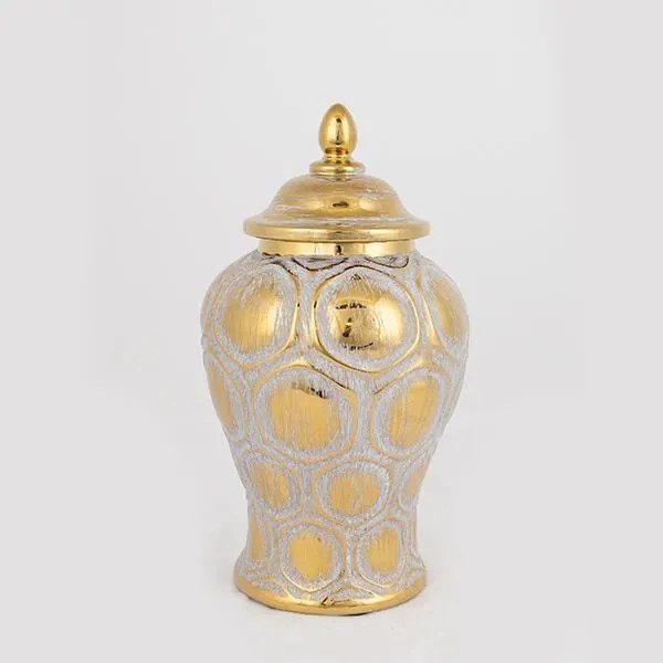 ΒΑΖΟ ΚΕΡΑΜΙΚΟ ΓΚΡΙ  ΧΡΥΣΟ 15x15x27.6cm