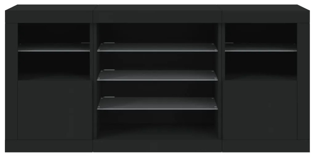 vidaXL Μπουφές με LED Μαύρος 142,5x37x67 εκ.