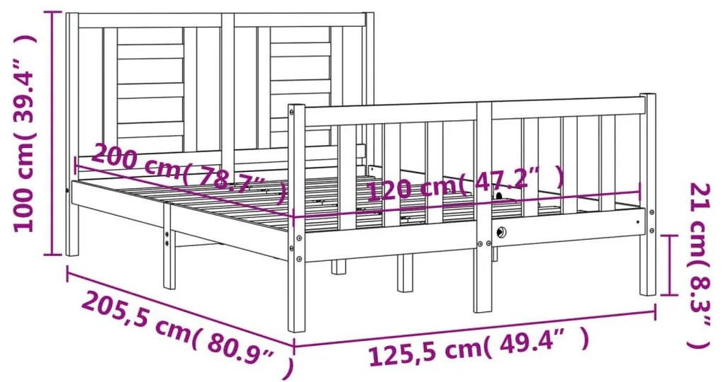 Σκελετός Κρεβ. Χωρίς Στρώμα Λευκό 120x200 εκ Μασίφ Πεύκο - Λευκό