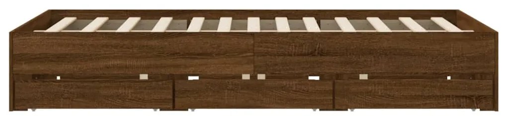 vidaXL Πλαίσιο Κρεβατιού με Συρτάρια Καφέ Δρυς 150x200εκ. Επεξ. Ξύλο