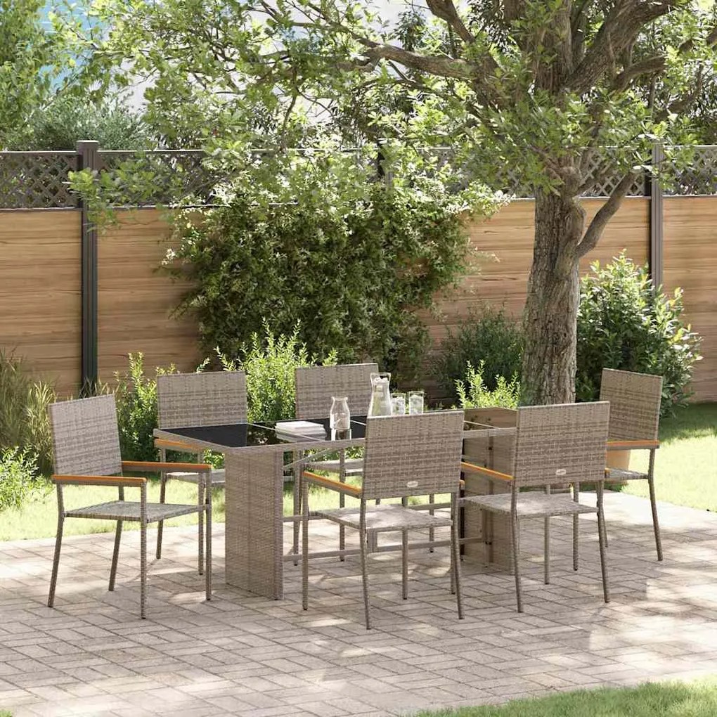 vidaXL Σέτ φαγητού για κήπο 7 pcs Γκρι 190 x 80 x 75 εκ.