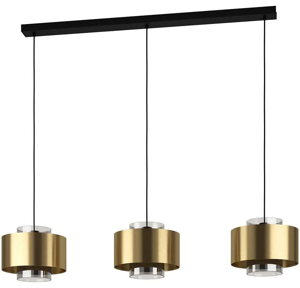 Φωτιστικό Οροφής - Ράγα Duglia 390067 128x28x150cm 3xE27 40W Black-Gold Eglo Steel,Glass