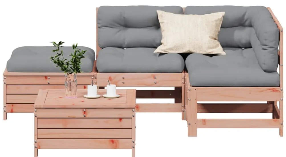 vidaXL Σαλόνι Κήπου Σετ 5 τεμ. με Μαξιλάρια Μασίφ Ξύλο Ψευδοτσούγκας