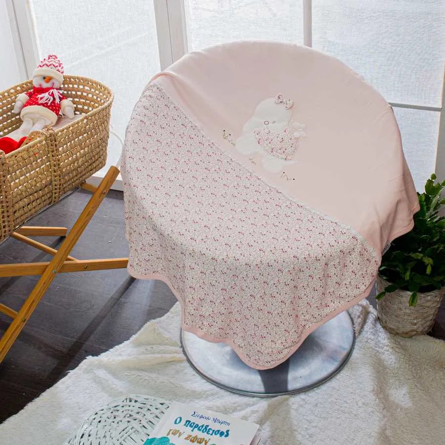 Art. 3102  Κουβέρτα bebe κεντημένη 80Χ90 BEAUTY HOME FL Πούδρα Art 3102