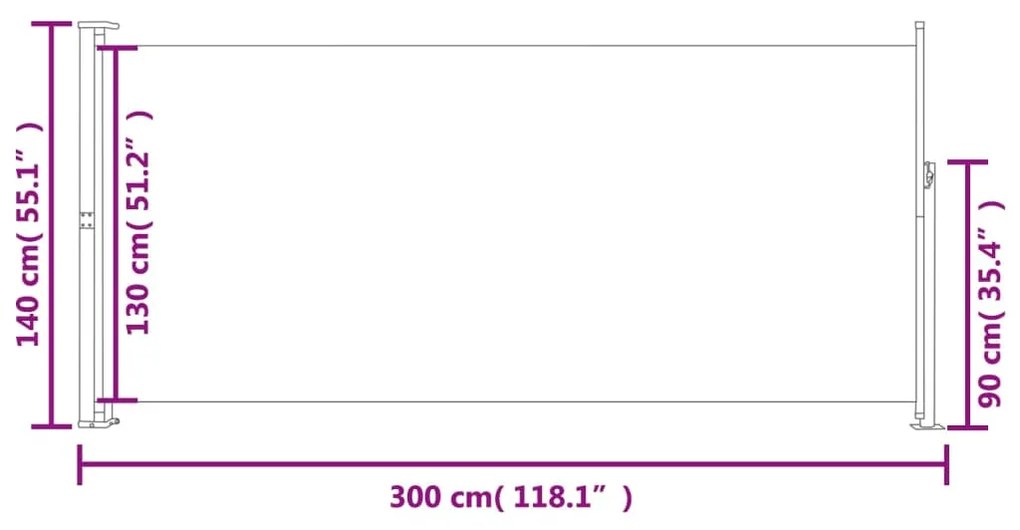 vidaXL Σκίαστρο Πλαϊνό Συρόμενο Κρεμ 140 x 300 εκ.