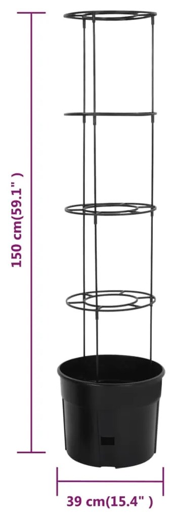 vidaXL Γλάστρα Καλλιέργειας Ντομάτας Ανθρακί Ø39x150 εκ. Πολυπ/λένιο