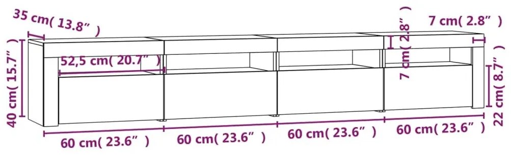 Έπιπλο Τηλεόρασης με LED Μαύρο 240x35x40 εκ. - Μαύρο