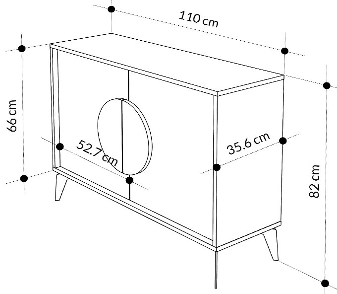 Μπουφές Gora Megapap χρώμα ανοιχτό καρυδί 110x35,6x82εκ.