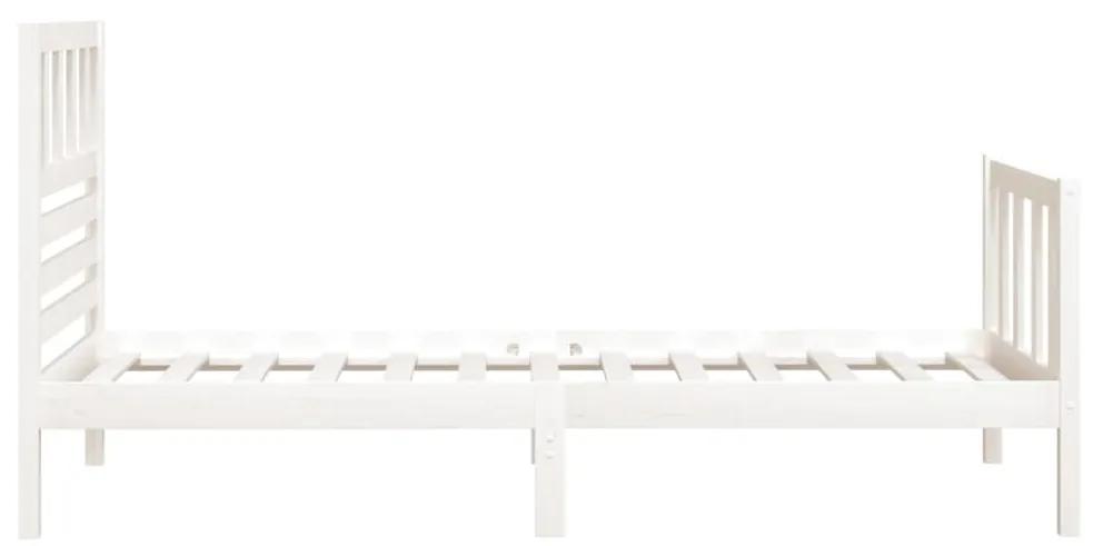 vidaXL Πλαίσιο Κρεβατιού Λευκό 90 x 190 εκ. Μασίφ Ξύλο Single