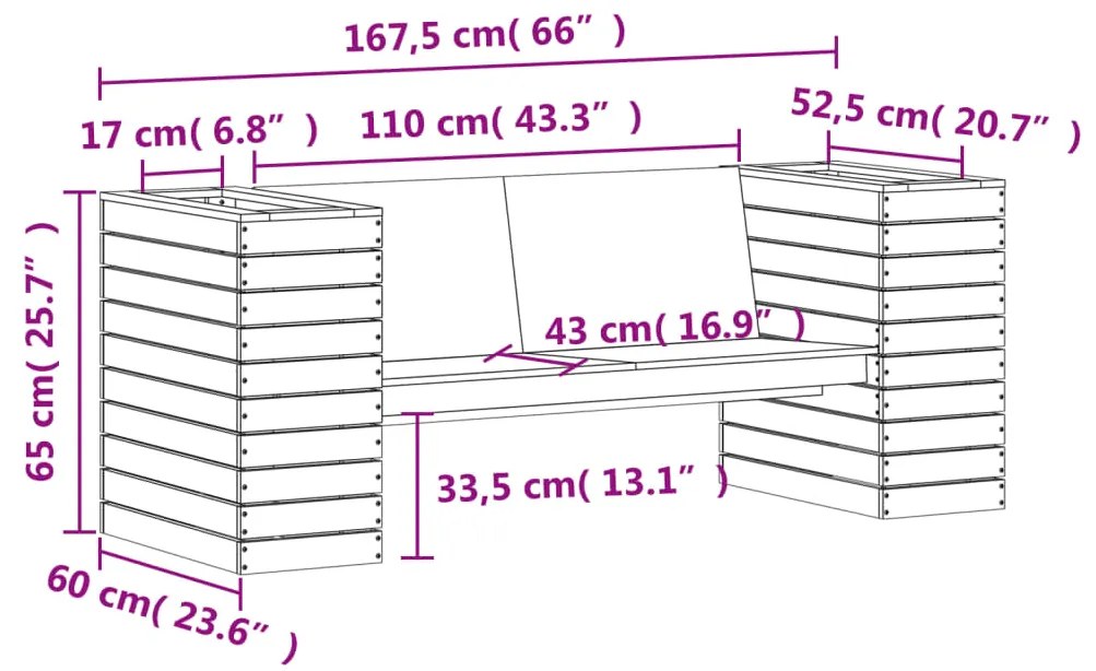 Ζαρντινιέρα Παγκάκι Καφέ 167,5 x 60 x 65 εκ. Μασίφ Ξύλο Πεύκου - Καφέ