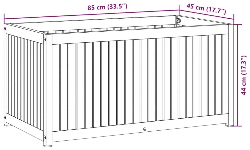 Ζαρντινιέρα Κήπου 85x45x44 εκ. Μασίφ Ξύλο Ακακίας/Ατσάλι - Καφέ