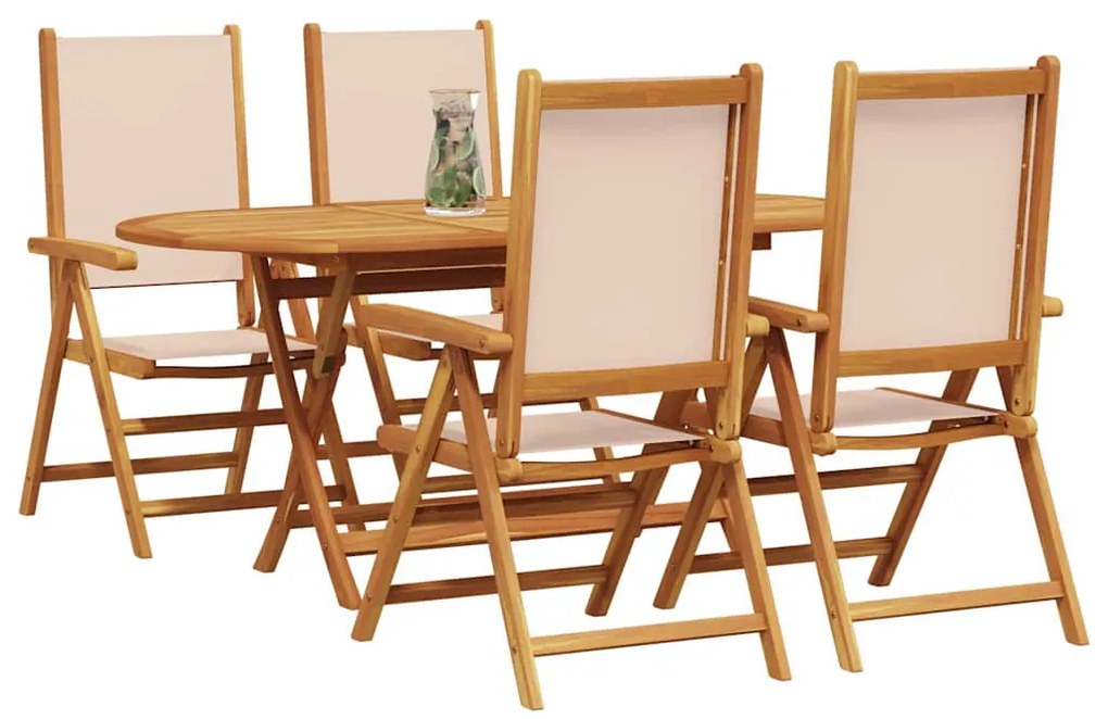 vidaXL Σέτ φαγητού για κήπο 5 pcs Μπεζ Μασίφ ξύλο ακακίας