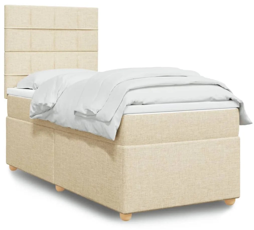 ΚΡΕΒΑΤΙ BOXSPRING ΜΕ ΣΤΡΩΜΑ ΚΡΕΜ 90X190 ΕΚ.ΥΦΑΣΜΑΤΙΝΟ 3293440