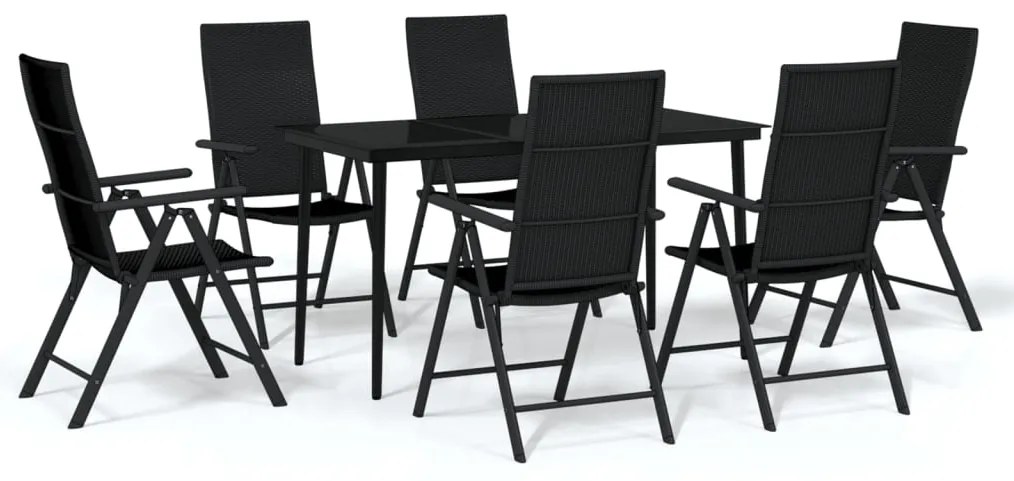 vidaXL Σετ Τραπεζαρίας Κήπου 7 Τεμαχίων Μαύρο