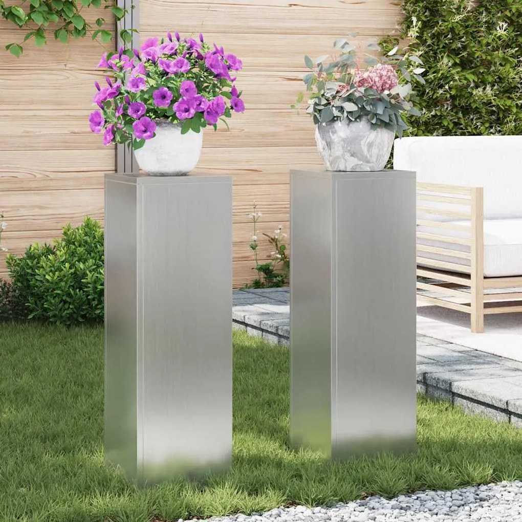 vidaXL Στήριξη φυτών 2 pcs Ασημί 24 x 24 x 75 εκ.