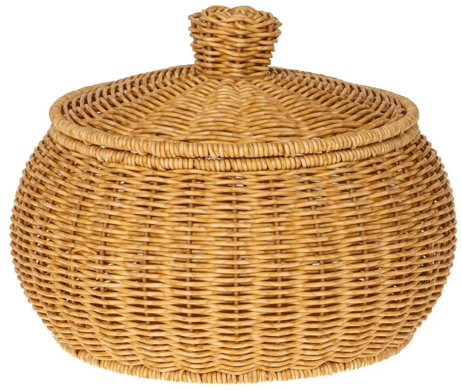 Καλάθι Με Καπάκι Rattan-Πλαστικό Κρεμ iliadis Φ29x21,5εκ. 85957