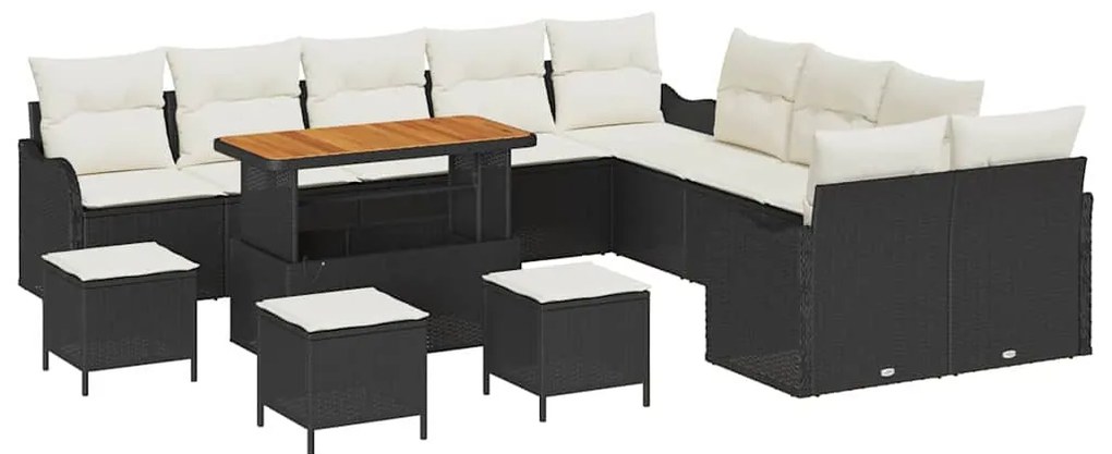 vidaXL Σετ Καναπέ Κήπου 14 pcs Μαύρο συνθετικό ρατάν