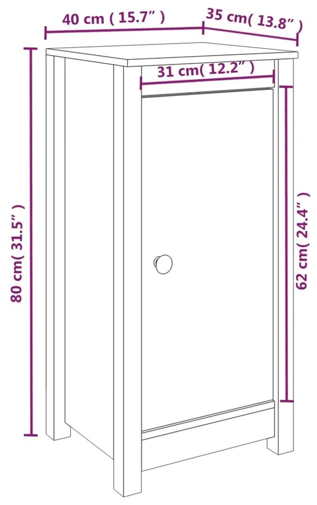 Ντουλάπι Γκρι 39x35x80 εκ. από Μασίφ Ξύλο Πεύκου 813728