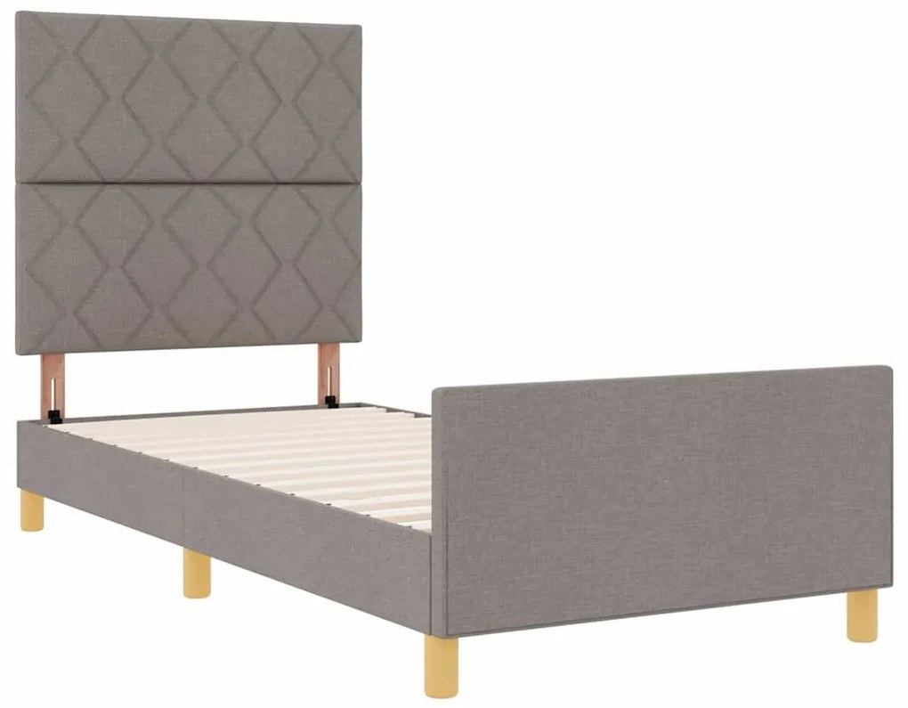 vidaXL Σκελετός Κρεβατιού με κεφαλάρι Taupe 100 x 200 cm ύφασμα