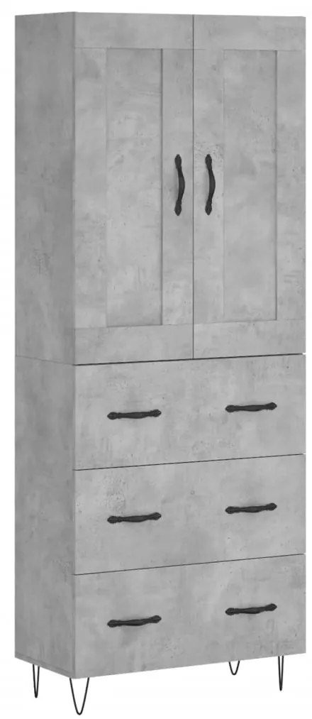 vidaXL Ντουλάπι Γκρι Σκυροδέματος 69,5x34x180 εκ. Επεξεργασμένο Ξύλο