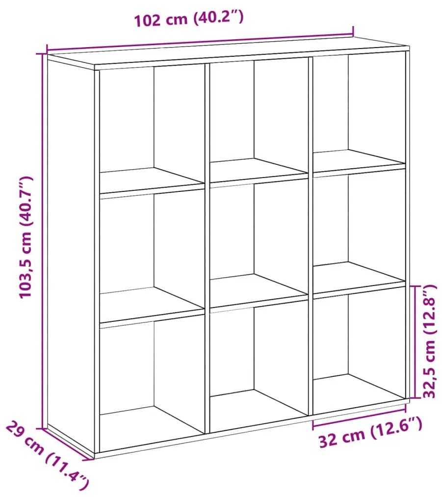 Βιβλιοθήκη/Διαχωριστικό Χώρου Γκρι 102x29x103,5 εκ. Επεξ. Ξύλο - Γκρι