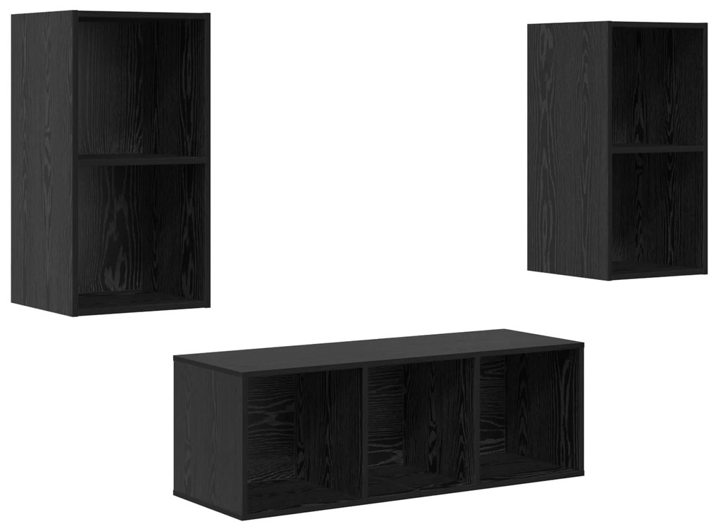 vidaXL Σετ Τηλεοπτικού Κάδου 3 pcs Μαύρη δρυς 37 x 37 x 107 εκ
