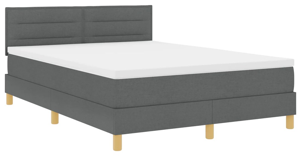 vidaXL Box Spring Κρεβάτι με Στρώμα Σκούρο Γκρι 140x190 εκ. Ύφασμα