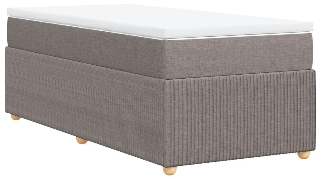 vidaXL Κρεβάτι Boxspring με Στρώμα Taupe 90x200 εκ. Υφασμάτινο