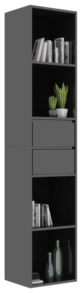 vidaXL Βιβλιοθήκη Γυαλιστερό Μαύρο 36 x 30 x 171 εκ. από Μοριοσανίδα