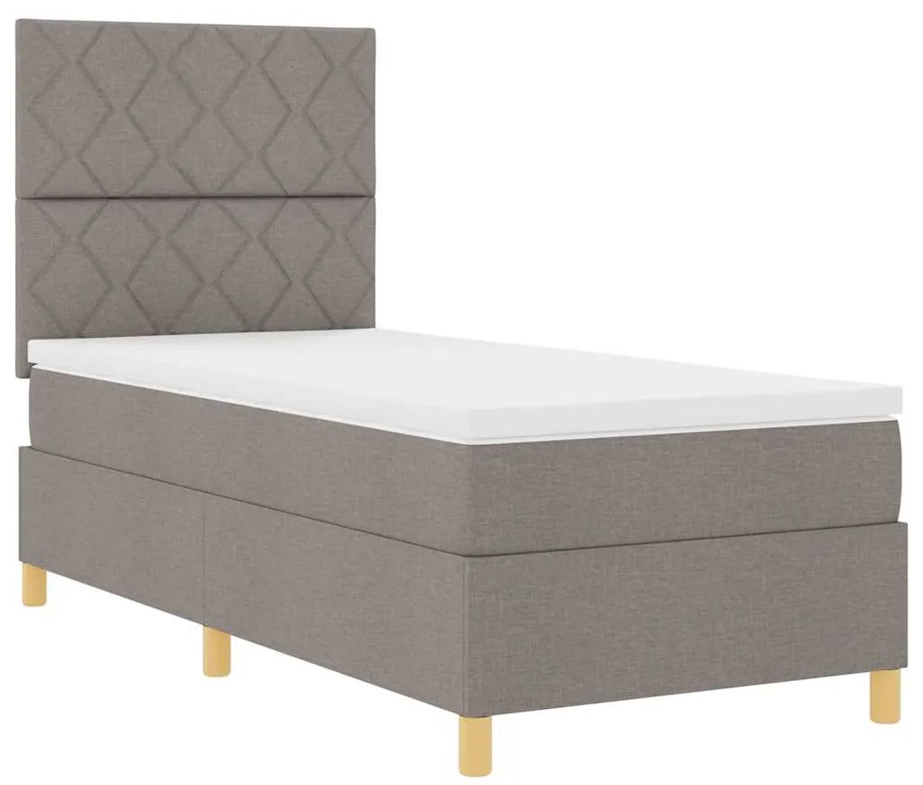 vidaXL Κρεβάτι με ελατήρια με στρώμα Taupe 100 x 200 cm ύφασμα
