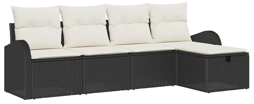 vidaXL Σετ Καναπέ Κήπου με μαξιλάρι 5 pcs Μαύρο Πολυ ράταν